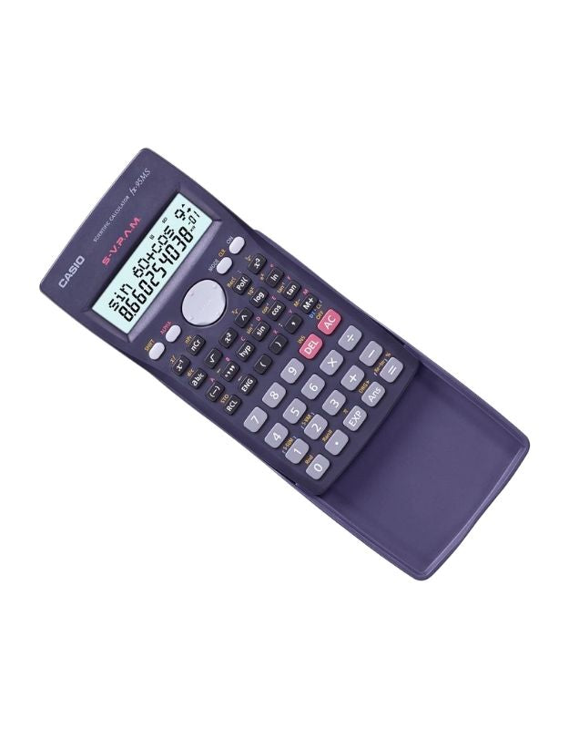 Purple Casio calculator on a white background